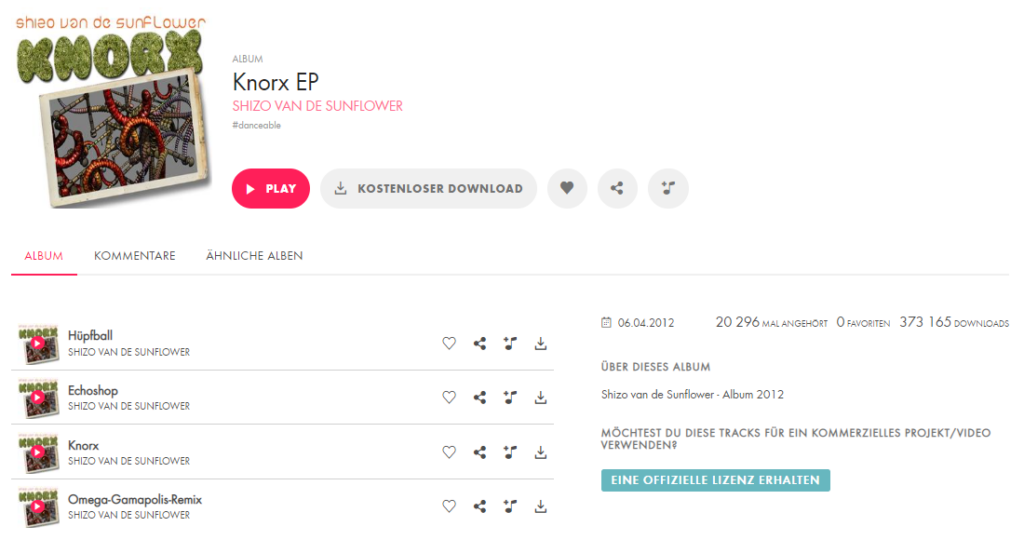 Neues Album „Shizo van de Sunflower – Knorx“ auf Jamendo
