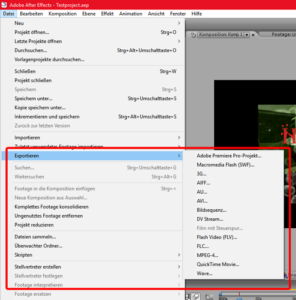 After Effects 7 Export Optionen
