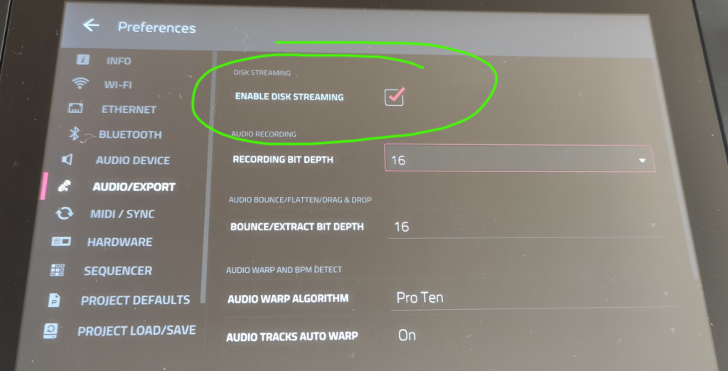 Diskstreaming einschalten und für die Beaterkennung die weitreichendste Range wählen