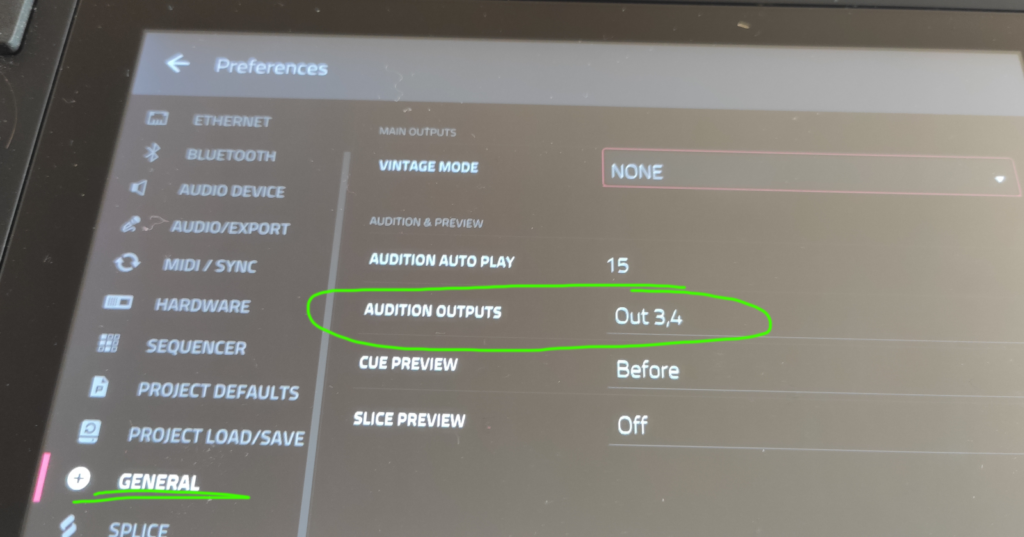 Vorhör-Output auf Kanäle 3/4 einstellen