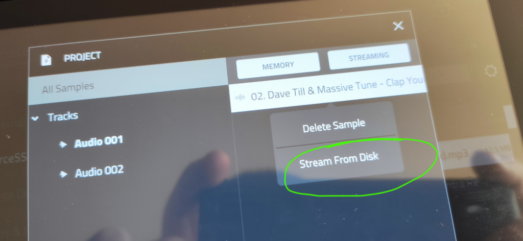 Akai-Force-DJ Howto: Select Stream from Disk