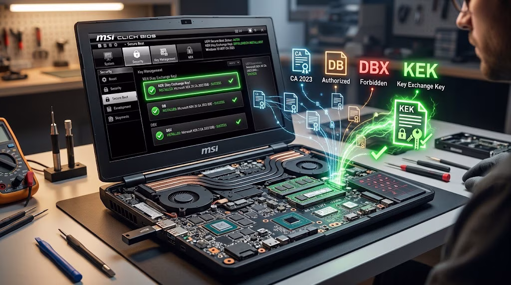 Gemini KI Bild - Windows System Freeze SecureBoot Update Cert Change