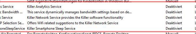 Killer Network Dienste blockieren Windowsupdate