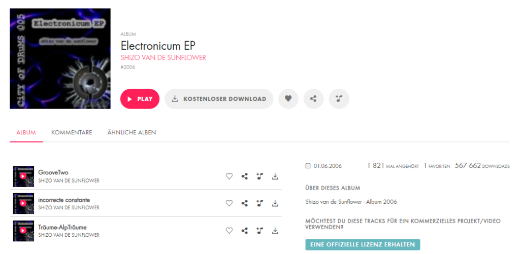 „Electronicum EP“ von Shizo van de Sunflower bei Jamendo erschienen