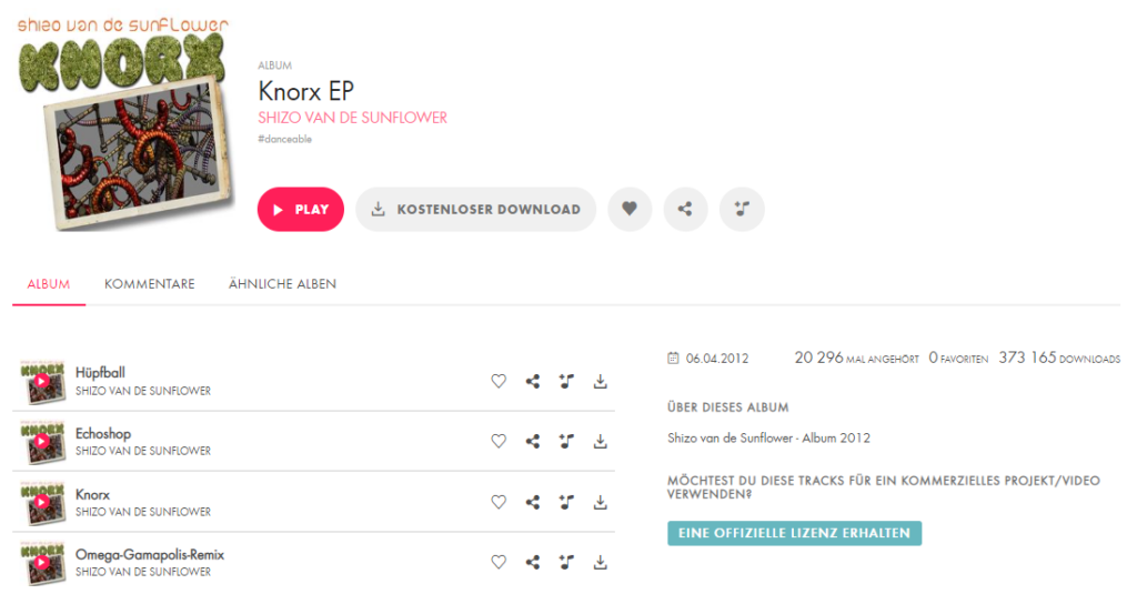 Neues Album "Shizo van de Sunflower - Knorx" auf Jamendo | Ashampoo Snap Donnerstag 25. August 2022 12h2m10s