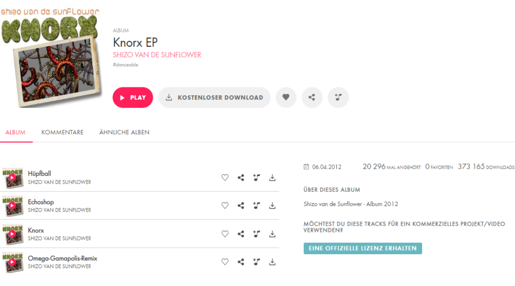 Neues Album "Shizo van de Sunflower - Knorx" auf Jamendo | Ashampoo Snap Donnerstag 25. August 2022 12h2m10s