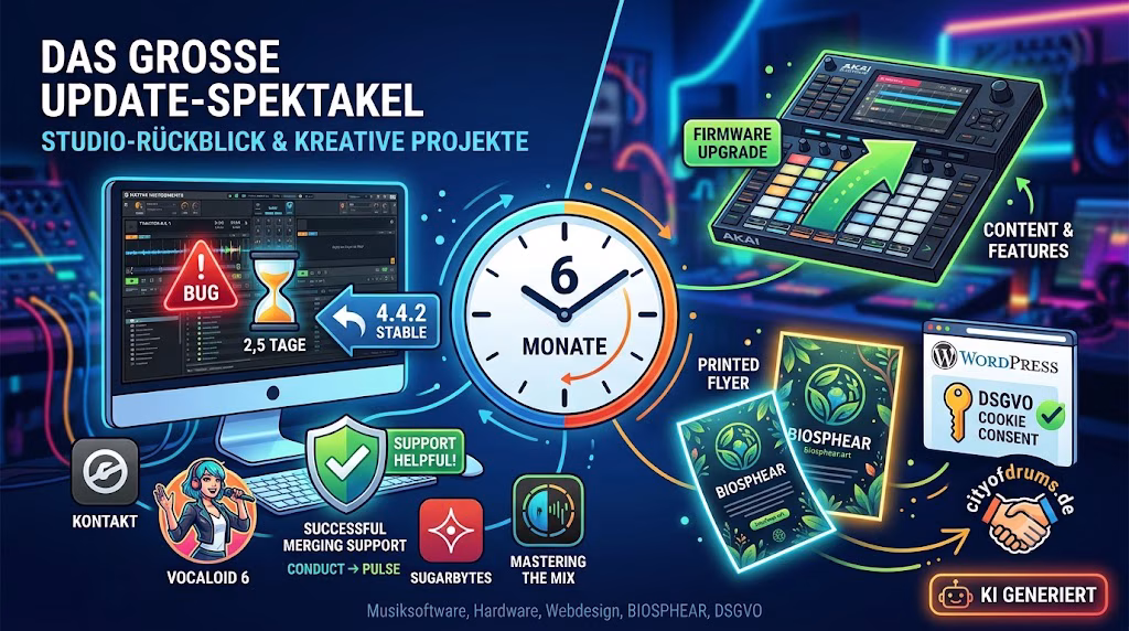 Musiksoftware Updates, Hardware-Bugs & neue Web-Projekte: Mein großes Studio-Tagebuch